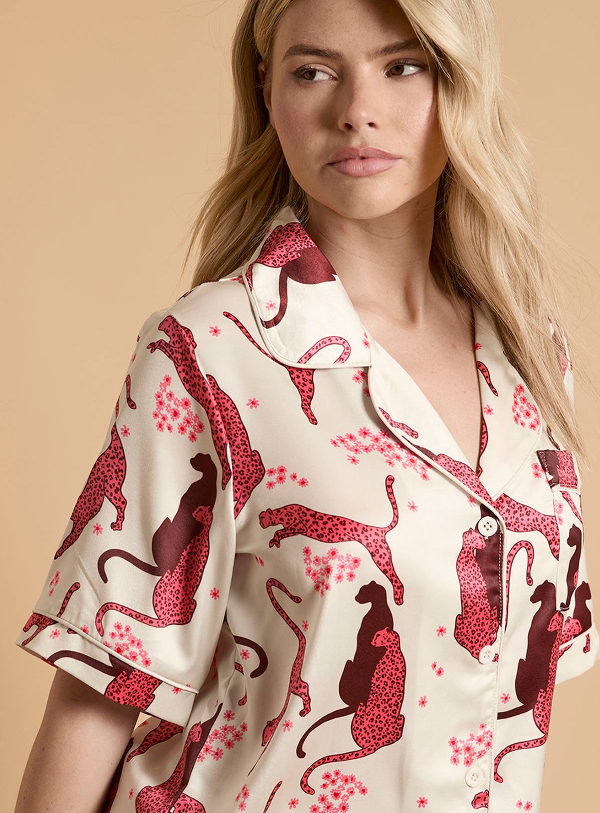OASIS Animal Satin Printed Short Nightwear Set L - Image 2